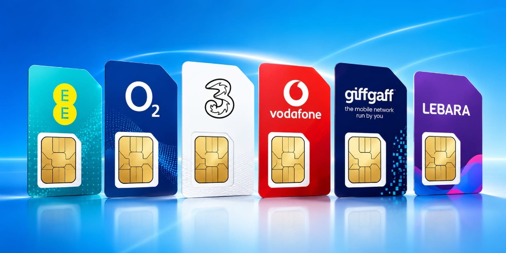 UK network provider SIM cards — EE, O2, Three, Vodafone, giffgaff and Lebara